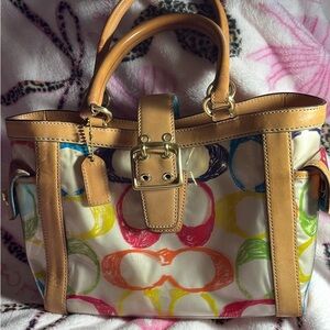 Coach Multicolor Circle Pattern Satchel